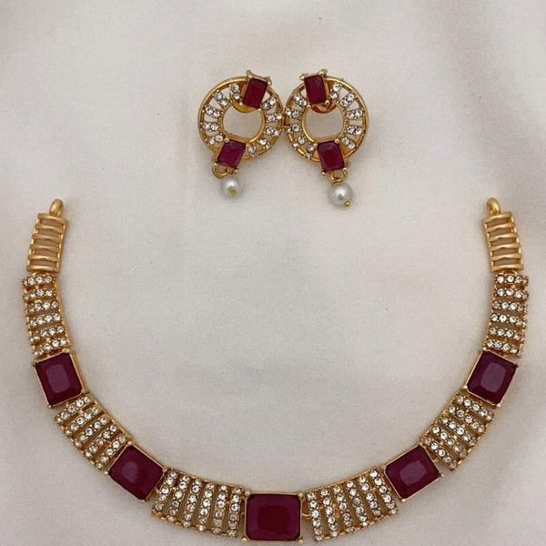 FS Collection Gold Plated Crystal Stone Necklace Set