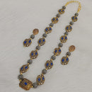 FS Collection 2 Tone Plated Pota Stone Long Necklace Set
