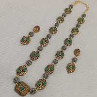 FS Collection 2 Tone Plated Pota Stone Long Necklace Set