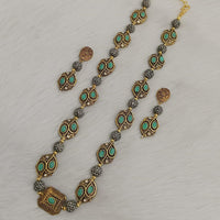 FS Collection 2 Tone Plated Pota Stone Long Necklace Set