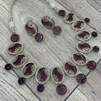 FS Collection Silver Plated AD Necklace Set