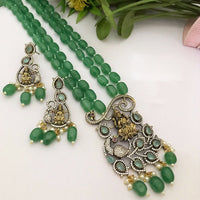 FS Collection Gold Plated Austrian Stone And Beads Temple Long Necklace Set