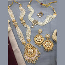 FS Collection Gold Plated Kundan Stone And Pearl Combo Set