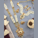 FS Collection Gold Plated Kundan Stone And Pearl Combo Set