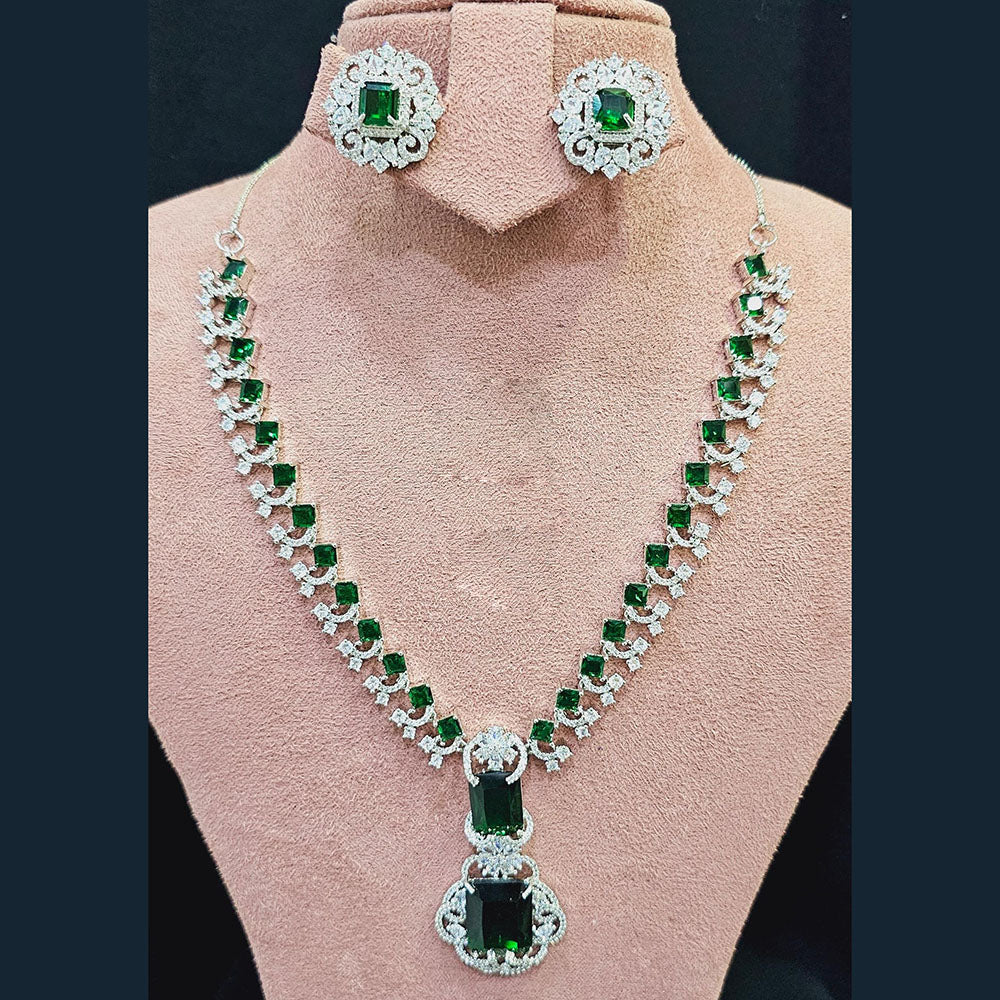 FS Collection Silver Plated AD Necklace Set