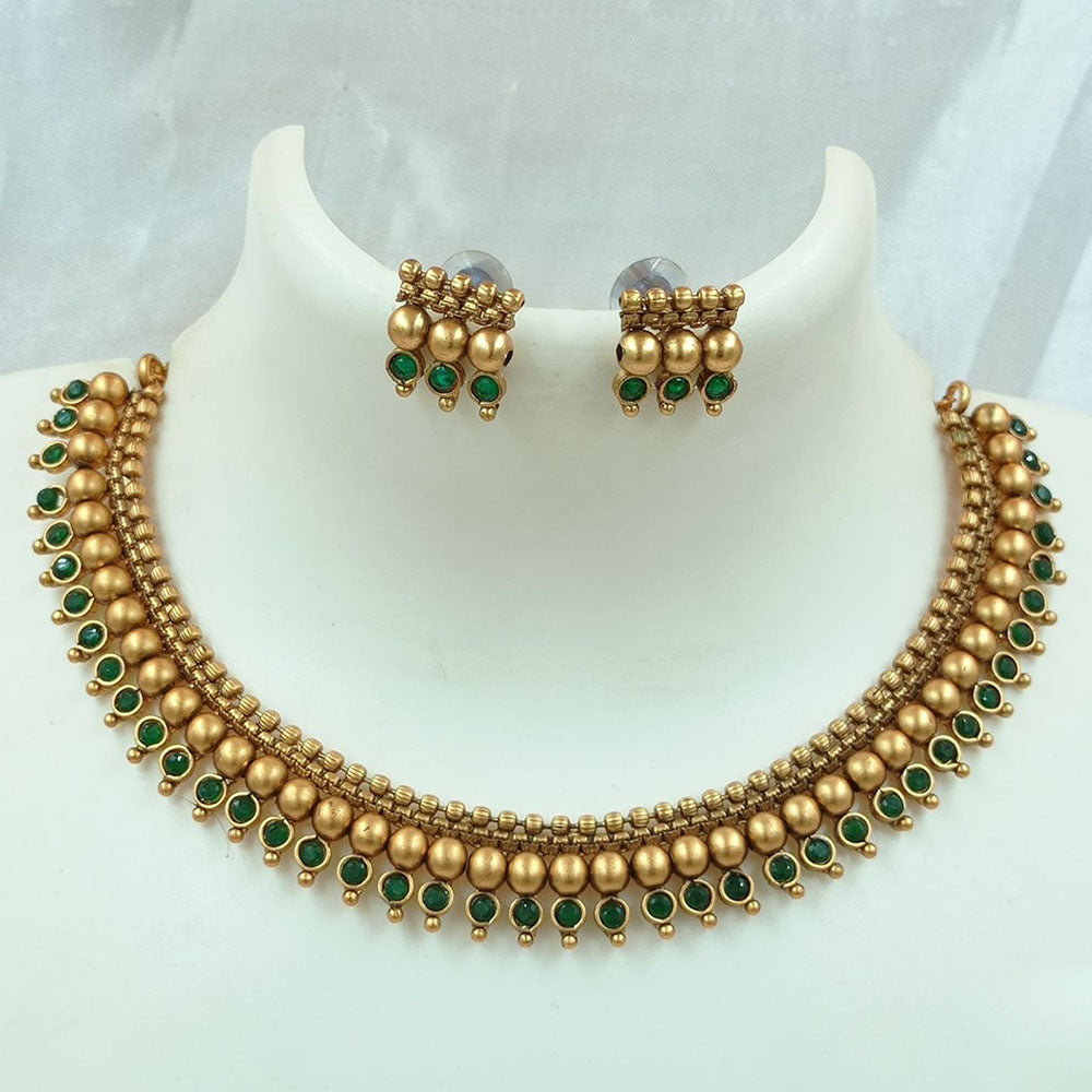 FS Collection Gold Plated Pota Stone Necklace Set