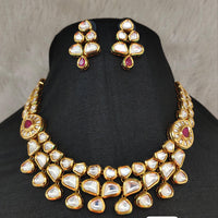 FS Collection Gold Plated Kundan Stone Necklace Set