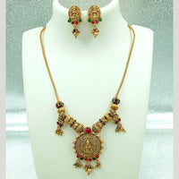 FS Collection Gold Plated Pota Stone Temple Necklace Set