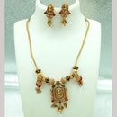 FS Collection Gold Plated Pota Stone Temple Necklace Set