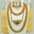 FS Collection Gold Plated Pota Stone Temple Necklace Combo