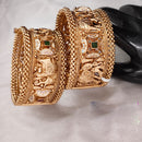 FS Collection Gold Plated Pota Stone Openable Bangle Set