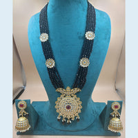 FS Collection Gold Plated Kundan And Pearl Long Necklace Set