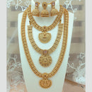 FS Collection Gold Plated Kundan Double Temple Necklace Set
