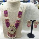 FS Collection Gold Plated Beads And Meenakari Long Necklace Set