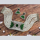 FS Collection Silver Plated AD Choker Necklace Set