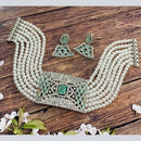 FS Collection Silver Plated AD Choker Necklace Set