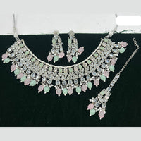 FS Collection Silver Plated AD Necklace Set