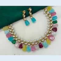 FS Collection Gold Plated Kundan Stone Choker Necklace Set