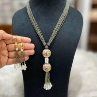 FS Collection Gold Plated Pearl Long Necklace Set