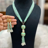 FS Collection Gold Plated Pearl Long Necklace Set