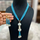 FS Collection Gold Plated Pearl Long Necklace Set