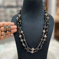 FS Collection Oxidised Plated Beads Long Necklace Set