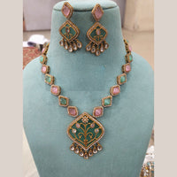FS Collection Gold Plated Kundan Stone Necklace Set