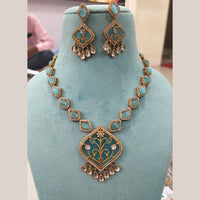 FS Collection Gold Plated Kundan Stone Necklace Set