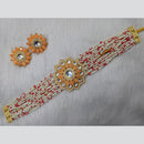 FS Collection Gold Plated Kundan Stone And Pearl Choker Necklace Set