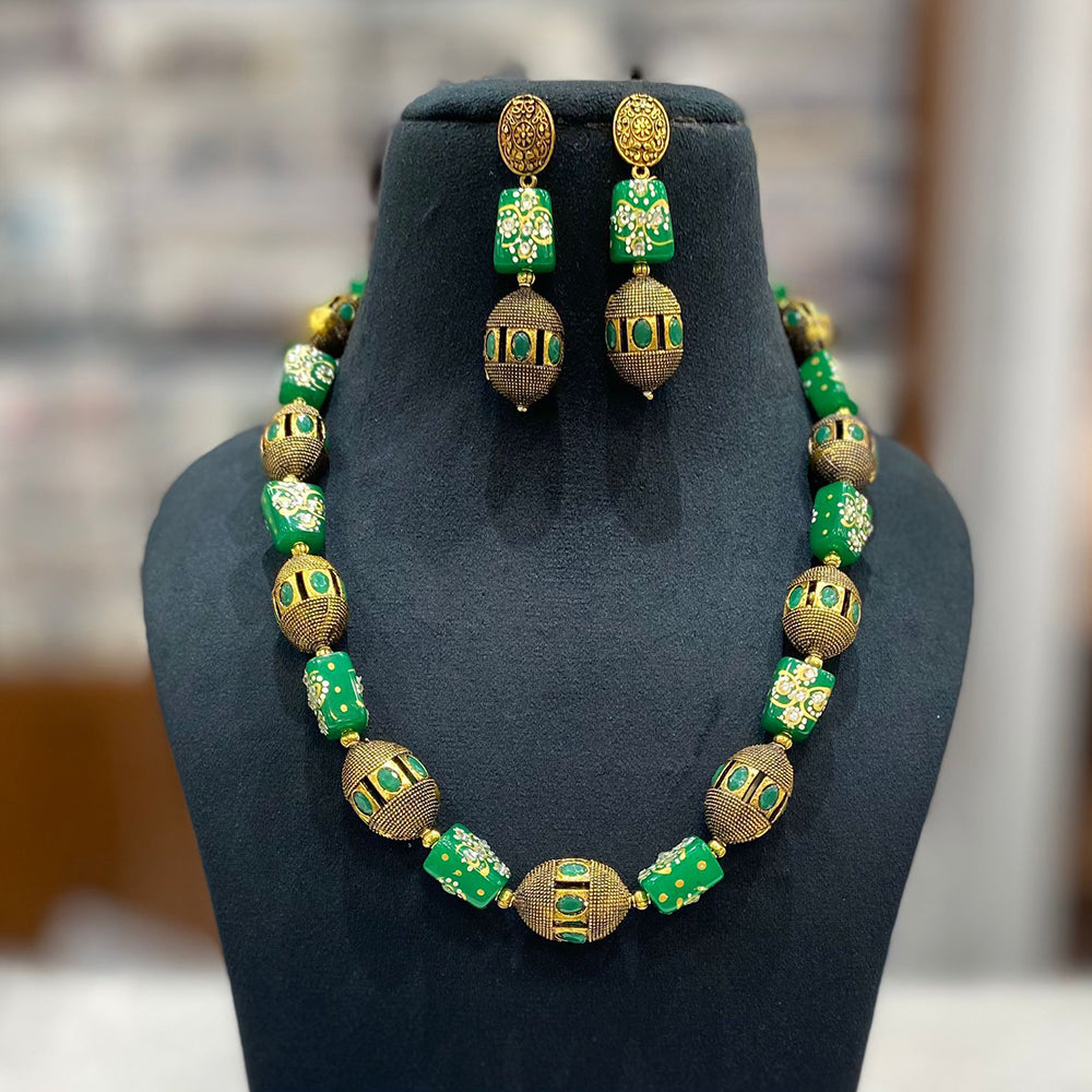 FS Collection Gold Plated Beads Necklace Set