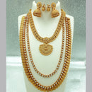 FS Collection Gold Plated Pota Stone Double Necklace Set