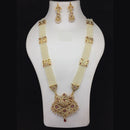Fs Collection Gold Plated Austrian Stone And Pearls Long Necklace Set