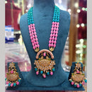 Fs Collection Gold Plated Kundan Stone And Beads Long Necklace Set