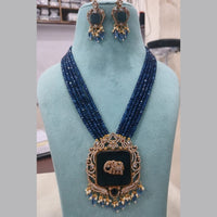 Fs Collection Gold Plated AD And Pearl Long Necklace Set