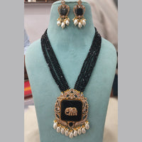 Fs Collection Gold Plated AD And Pearl Long Necklace Set