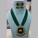 Fs Collection Gold Plated AD And Pearl Long Necklace Set