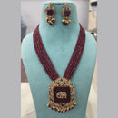 Fs Collection Gold Plated AD And Pearl Long Necklace Set