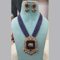 Fs Collection Gold Plated AD And Pearl Long Necklace Set