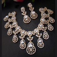 Fs Collection Gold Plated AD Necklace Set
