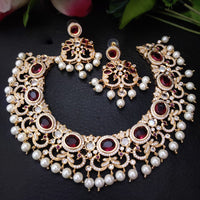 Fs Collection Gold Plated AD Necklace Set
