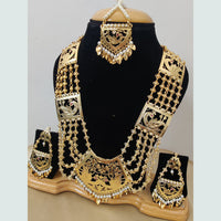 Fs Collection Gold Plated Pearl Long Necklace Set