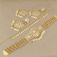 Fs Collection Gold Plated Choker Necklace Set
