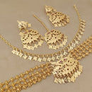 Fs Collection Gold Plated Peacock Choker Necklace Set