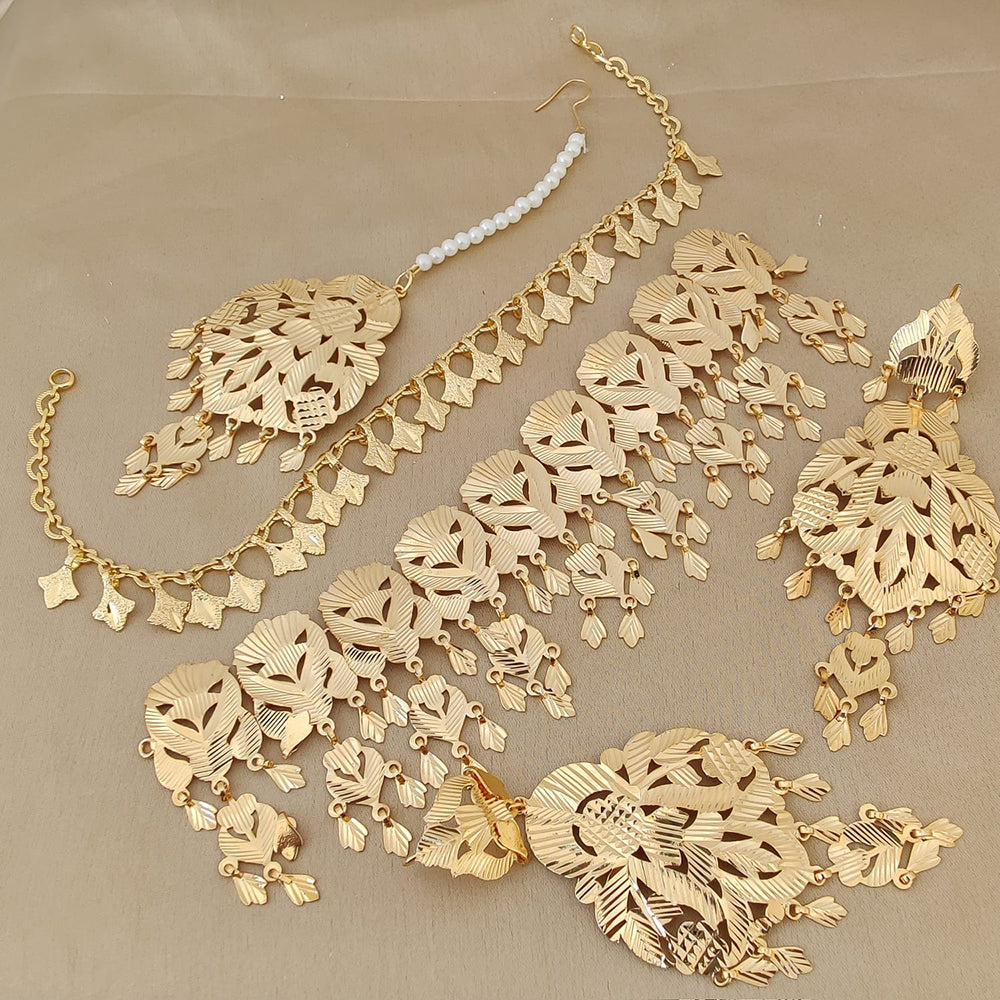 Fs Collection Gold Plated Choker Necklace Set
