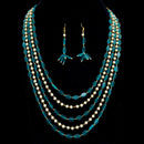 Fs Collection Gold Plated Beads Long Multi Layer Necklace Set
