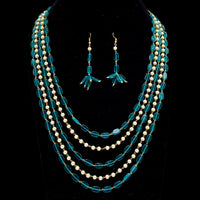 Fs Collection Gold Plated Beads Long Multi Layer Necklace Set
