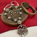 FS Collection Gold Plated Kundan Stone Necklace Set