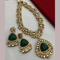 FS Collection Gold Plated Kundan Stone Necklace Set
