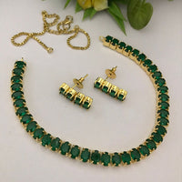 FS Collection Gold Plated Crystal Stone Necklace Set