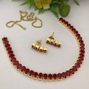 FS Collection Gold Plated Crystal Stone Necklace Set